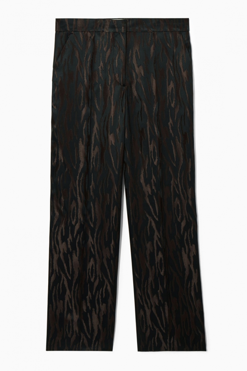 Women's COS Zebra-Jacquard Tailored Pants Dark Brown / Black NZ-68FEYIXTS