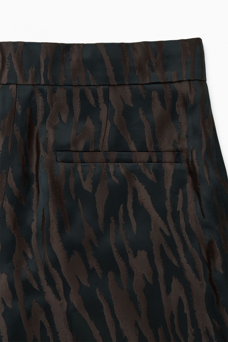 Women's COS Zebra-Jacquard Tailored Pants Dark Brown / Black NZ-68FEYIXTS